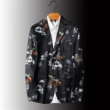 2021秋冬新款印花小西服男士韩版修身西装外套C796P95，男装西服，电商D225