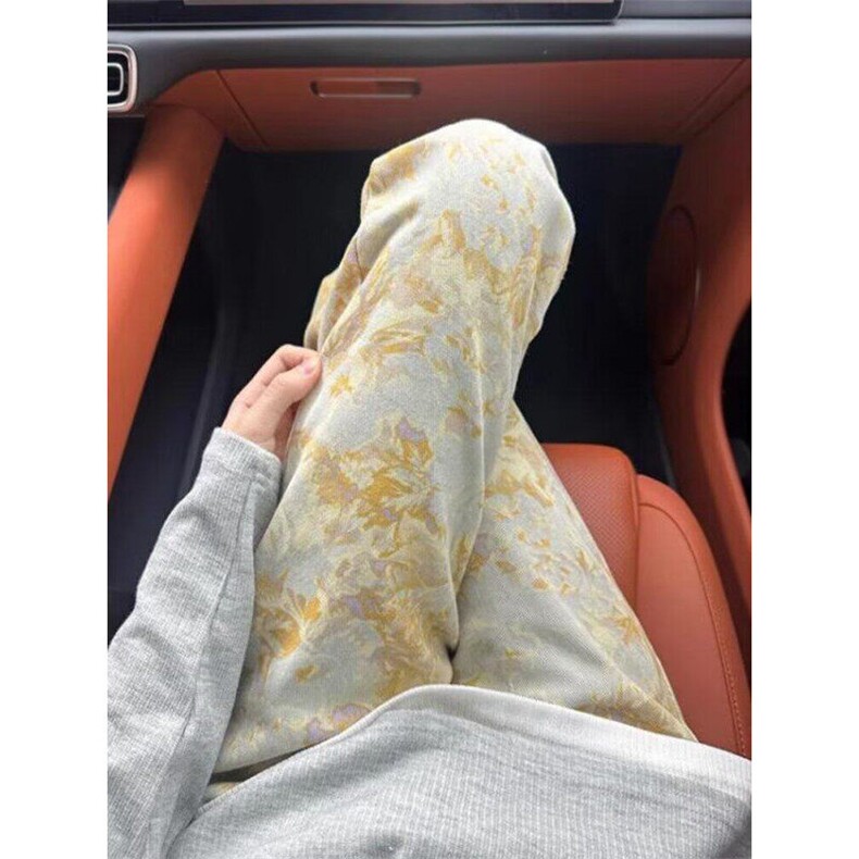 美式高街印花牛仔裤男春秋季花卉提花设计拖地裤慵懒松弛感N1143,男装休闲裤,星座1116A（原606A-3）