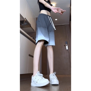 现货供视频~渐变色短裤情侣宽松直筒运动五分裤 A456特P30图片