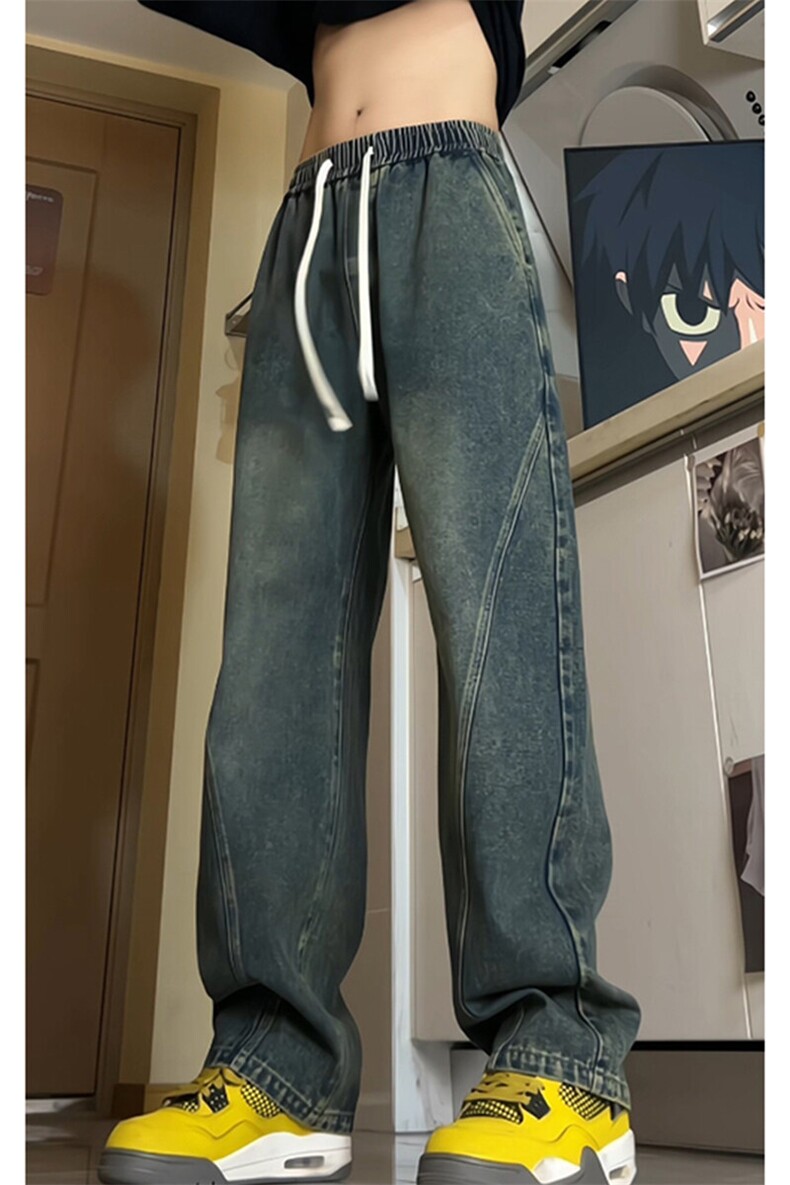 巴家弯刀高街牛仔裤宽松直筒裤松紧腰休闲长裤K8552-P40【特价】,男装牛仔裤,电商A007