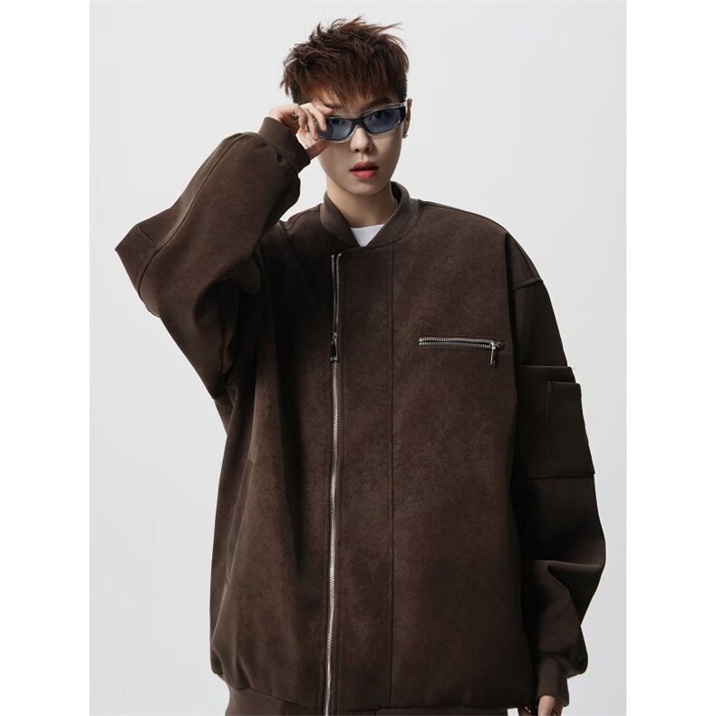 2026美式复古机车皮衣高级感外套痞帅街头飞行夹克Y1037-P89网图，男装夹克，电商B245