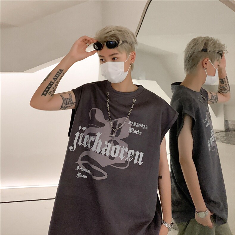 美式潮牌字母印花背心男夏季篮球运动休闲坎肩无袖T恤潮LS077-p37,男装背心/马甲,星座1008