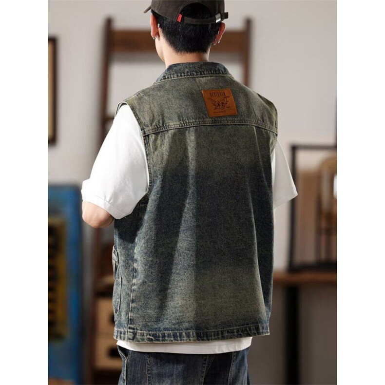 美式复古牛仔马甲男外套大口袋工装坎肩背心牛仔上衣MJ0920-P48,男装背心/马甲,星座308B-2