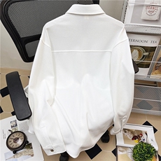 港风平铺华夫格工装长袖衬衫女大码M-5XL情侣长袖衬衫男CS7754P45，男装衬衫，星座227-7