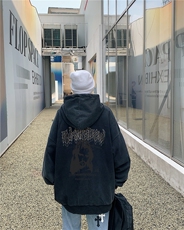 22新款秋复古美式水洗做旧宽松连帽男女中性卫衣301B-JB7886-P68，男装卫衣，星座301B