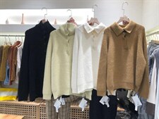 高领半扣毛衣百搭款，女装针织衫/毛衣，TOP.1