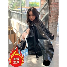 新款重工复古中性立领机车皮衣外套PU夹克上衣男女Y1027-P90网图，男装夹克，电商B245