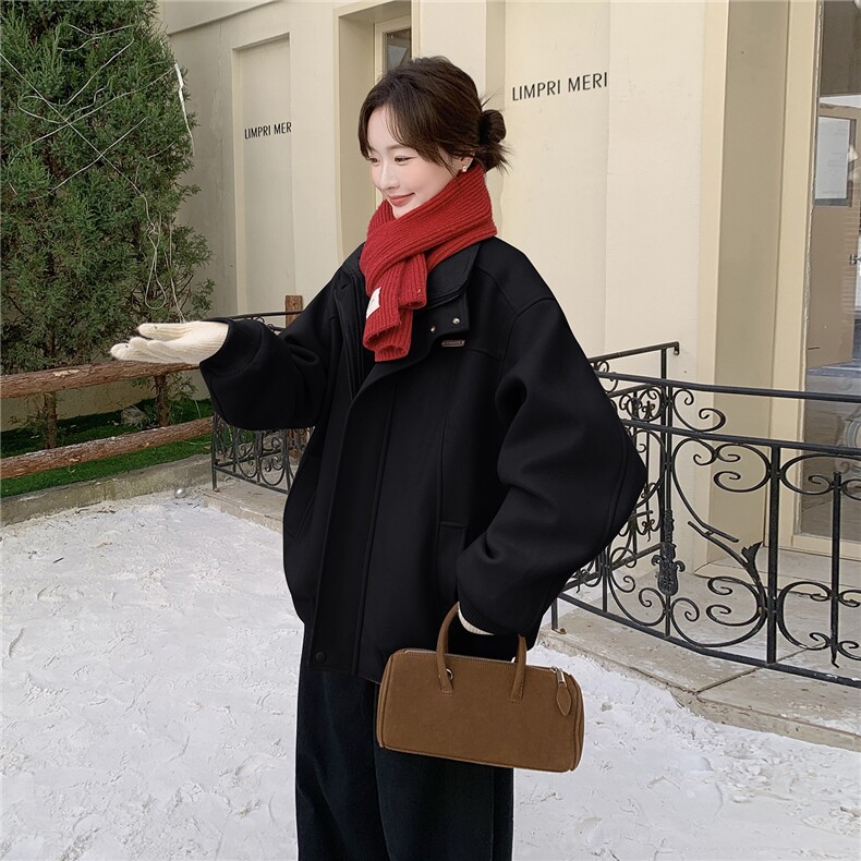 黑色设计感假两件男女同款棉衣外套女2026年冬季新款加厚保暖棉服,女装棉衣/棉服,2D036