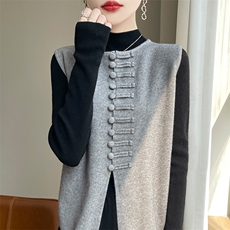 时尚无袖毛衣马甲女秋冬季新款韩版宽松百搭针织背心外套，女装针织衫/毛衣，皓宇羊绒