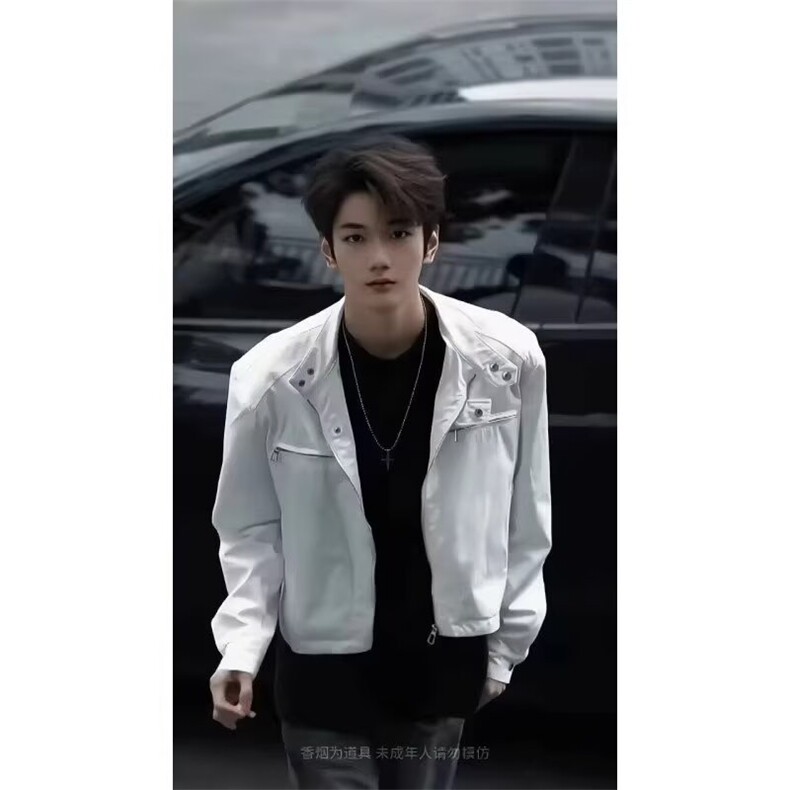 网图有货美式白色垫肩短款夹克外套男J07-P70,男装夹克,星座1505