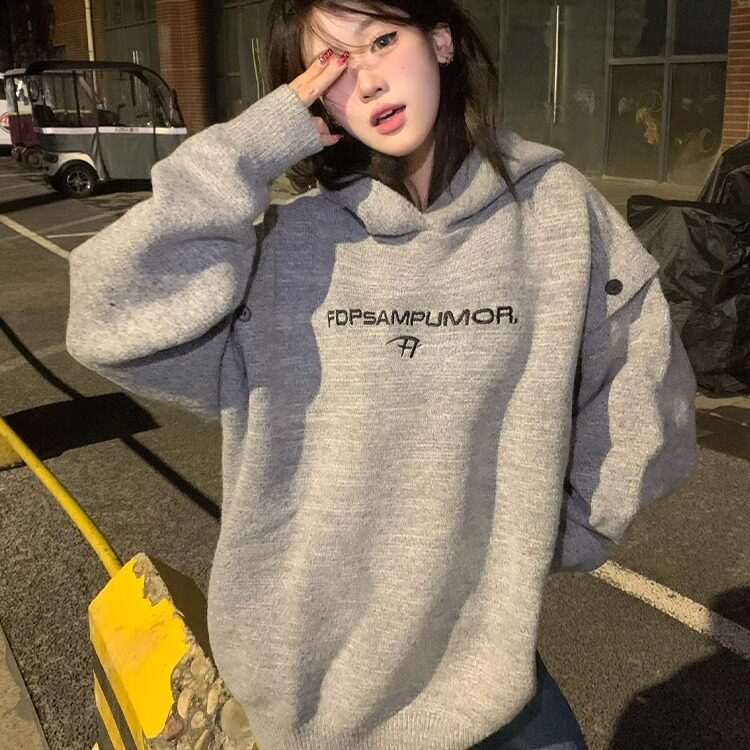 【有货】DM244-P65美式刺绣连帽毛衣男女设计感袖子可拆卸针织衫,男装针织衫/毛衣,星座603-2