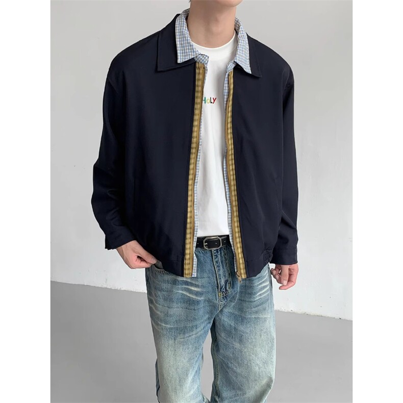 格子拼接cleanfit外套廓形夹克JK6809特P64,男装夹克,星座908-1