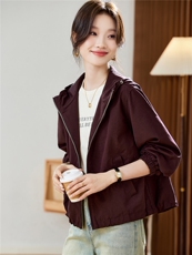 时尚休闲连帽短款外套女2025秋季新款宽松显瘦百搭超好看夹克上衣，女装短外套，木子恋