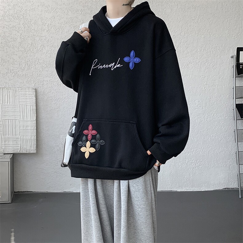 秋季美式小众情侣加厚外套宽松重工贴片刺绣连帽卫衣男潮WY22P78,女装短外套,电商D206-1