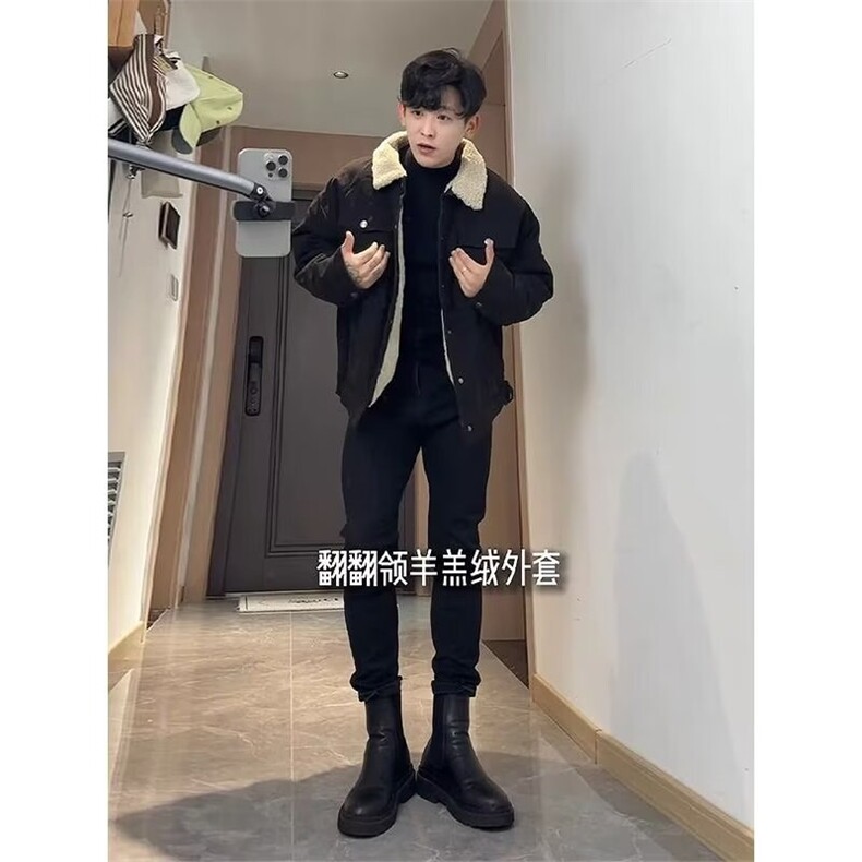 现货足序77同款牛仔加厚加绒翻领夹克男JK866/P85,男装夹克,星座205-3