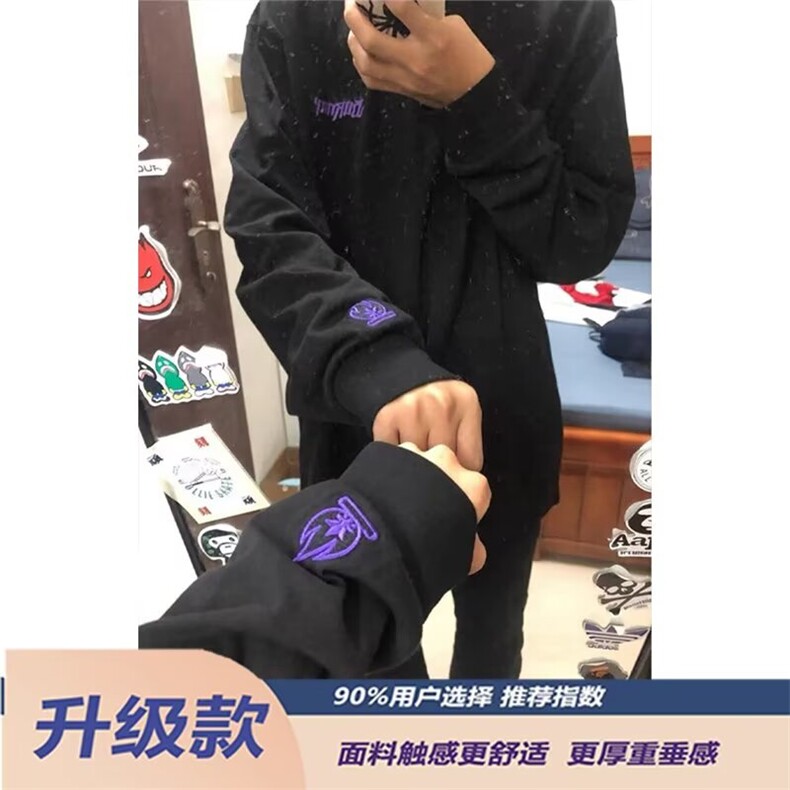 2025秋季新款火苗印花复古长袖卫衣男女宽松休闲时尚上衣,男装卫衣,四季星座505