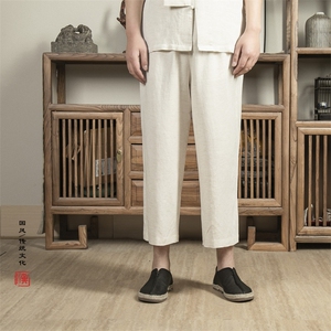 春夏新款风男装棉麻男士亚麻裤九分休闲男裤X03裤子P75,男装休闲裤,钱塘802