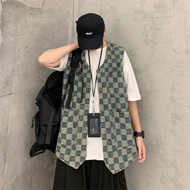 港风宽松休闲多口袋外套日系复古工装牛仔马甲男W3114-P34,男装背心/马甲,星座512-2