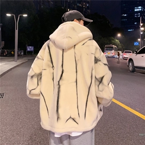 扎染宽松潮流羊羔毛外套港风潮牌ins高街痞帅M8007-P78图片