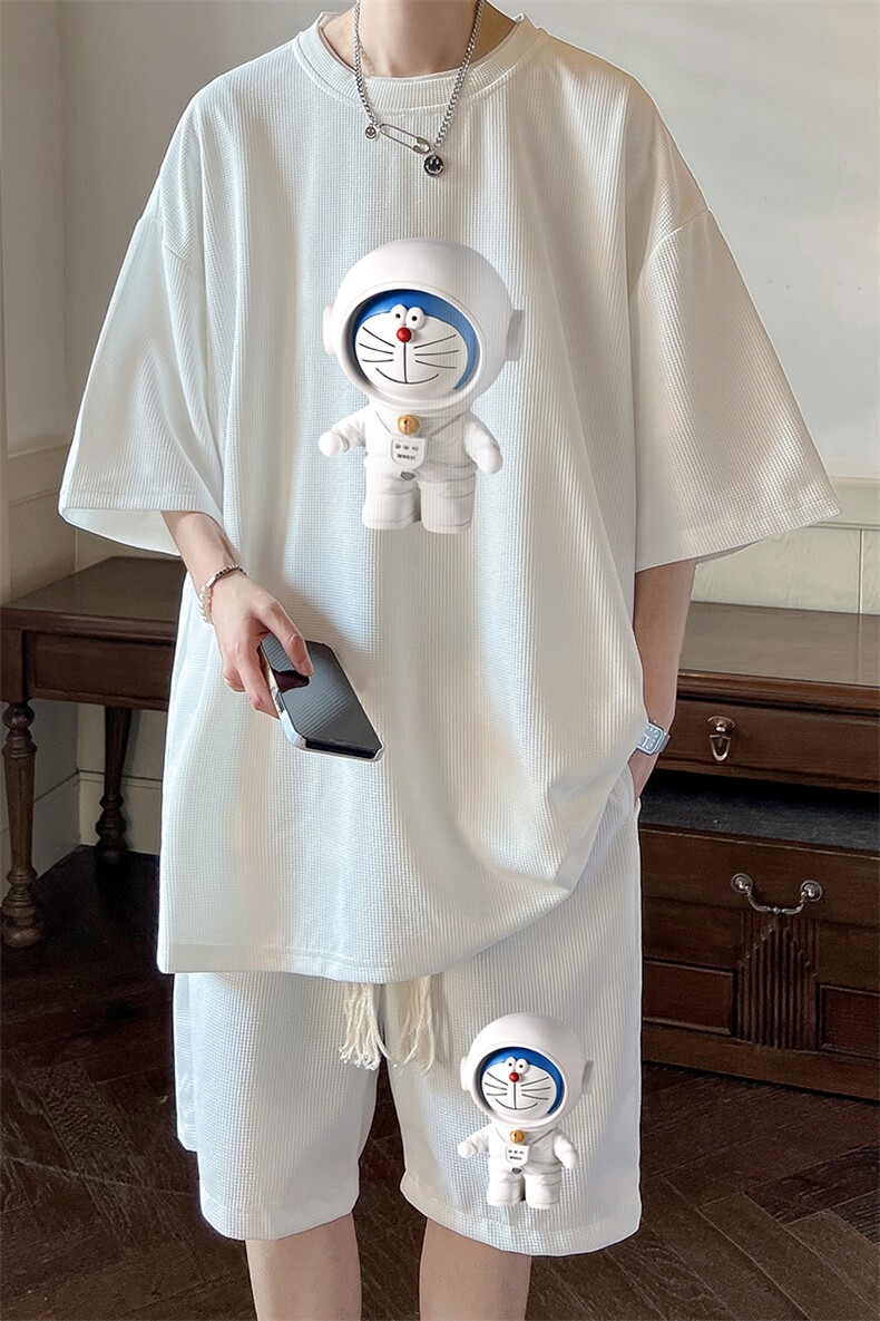 华夫格套装运动短袖t恤套装休闲两件套一套HZ84233-P44,男装T恤,电商A040