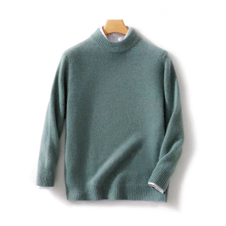 时尚男士半高领羊毛衫纯色休闲商务毛衣高品质保暖针织衫，男装羊毛衫，犀桦羊绒
