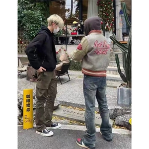 美式复古毛巾绣棒球服外套男女2025早秋新款百搭情侣潮牌夹克上衣图片