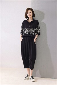 现货2022夏季新款时尚减龄休闲针织拼接套装两件套图片
