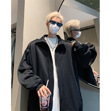405A美式高街双拉链立领开衫卫衣WY24821-P88控128，男装卫衣，星座405A
