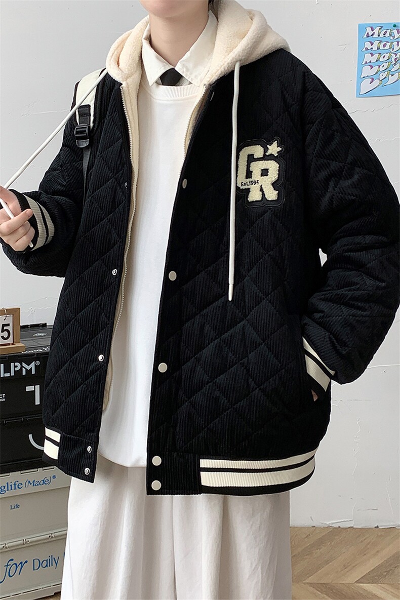 冬款港风加棉加厚时尚棉服假两件连帽外套男士8135-P140控价178,男装棉衣,电商A441-1