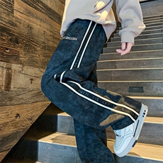 秋冬脏脏裤织带刺绣休闲长裤美式直筒裤CK36特P45M-5XL控78，男装休闲裤，电商B325