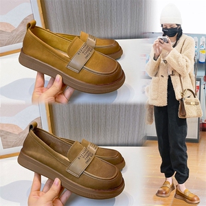 真皮单鞋女2024春季新款复古一脚蹬时装鞋女浅口平底鞋百搭鞋子女图片