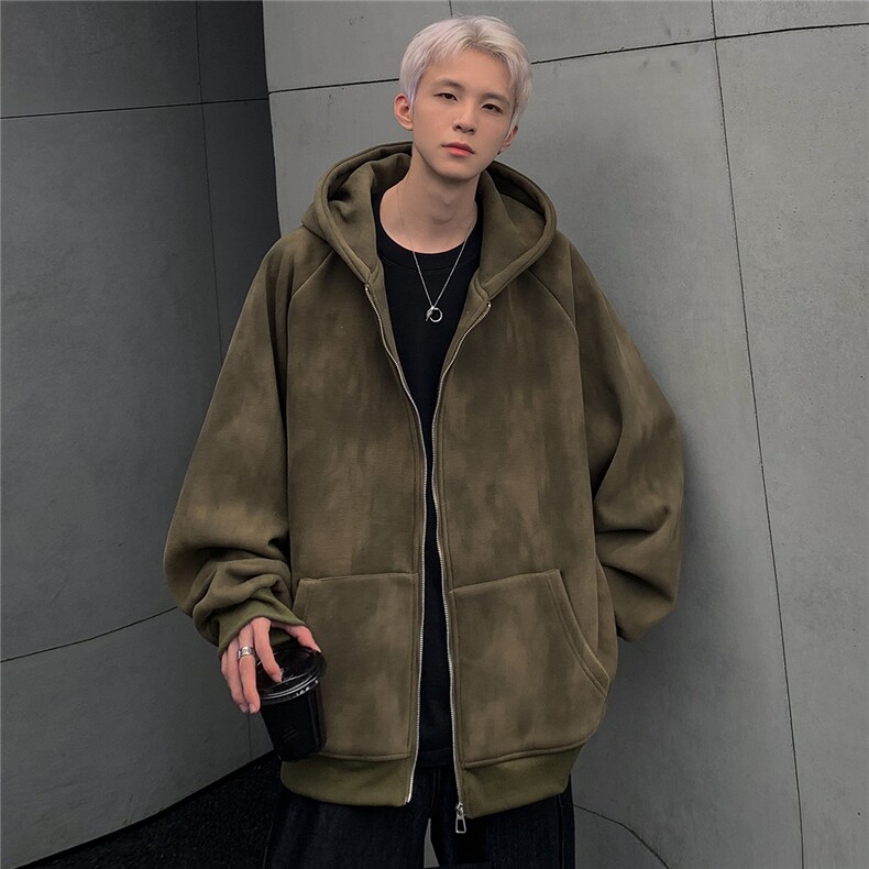 2024美式水洗复古扎染脏脏做旧拉链连帽卫衣宽松开始外套JK91-P78,男装卫衣,电商C307