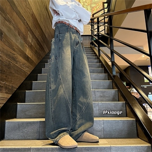 XZ616 春季重磅水洗斜拼袋分割百搭牛仔长裤 TY1025 特P40控78图片