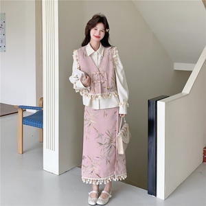 现货  新款首马甲衬衫半裙三件套 26163P190K298图片