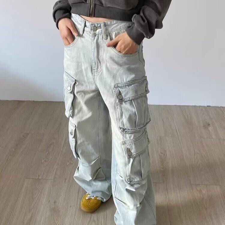 【有货】DKC627-批65美式复古水洗多口袋小众直筒工装牛仔裤男女,男装牛仔裤,星座603-2