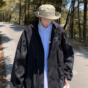 男女同款宽松休闲外套潮秋季潮机能风拉链连帽冲锋衣 W5221-P60图片