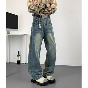 现货！高品质宽松阔腿裤弯刀裤加大码牛仔裤310A-2 BK500 P65控98图片