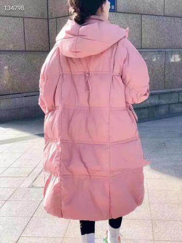 DG857欧货2021冬季新款时尚百搭连帽抽绳中长百分百羽绒，女装，L·H·X