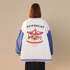 中性风嘻哈街头风小丑炸街印花棒球服宽松夹克外套G8020P70-K88，男装夹克，A247A