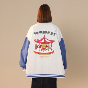 中性风 嘻哈街头风小丑炸街印花棒球服宽松夹克外套G8020P70-K88图片