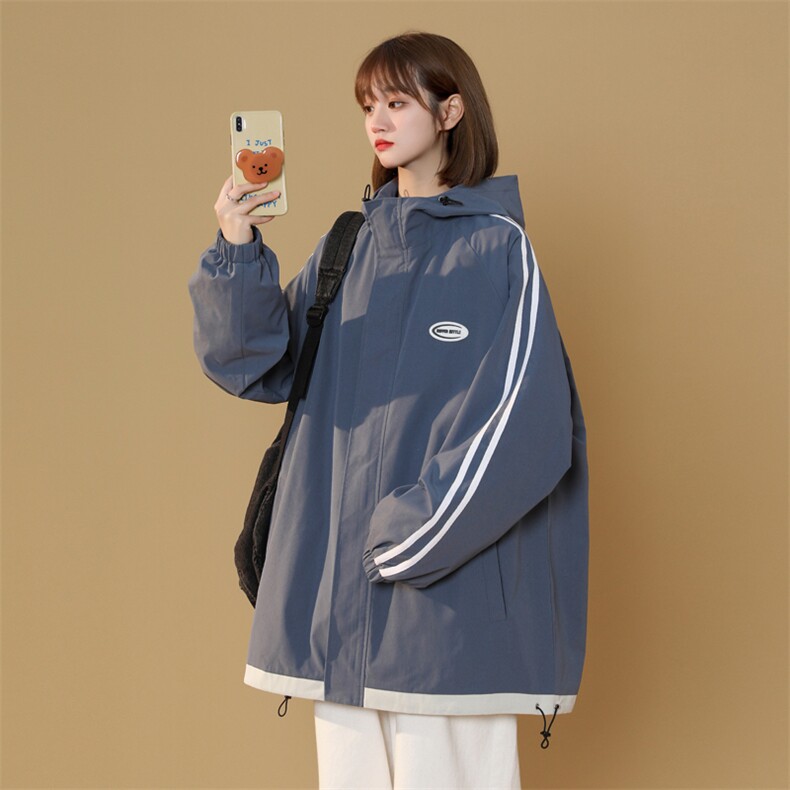 JK6001/P60春装新款中性风撞色连帽夹克男女宽松大码外套上衣控78,男装夹克,电商A141