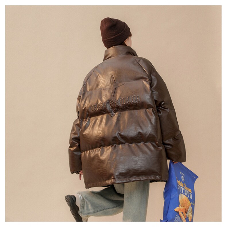 1中性风鳄鱼纹可拆卸四芒星胸针大码M-5XL棉衣男MY77733P128控168，男装棉衣，星座226-2