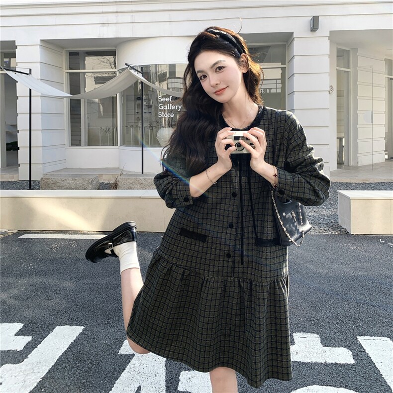 【新款】学院风格子春装连衣裙2C327-6603P160控248,女装连衣裙,2C327