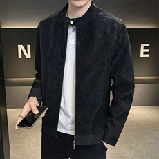 气质美式潮牌皮衣外套拼接2025新款男装上衣机车皮夹克JK8857，男装夹克，星座516A
