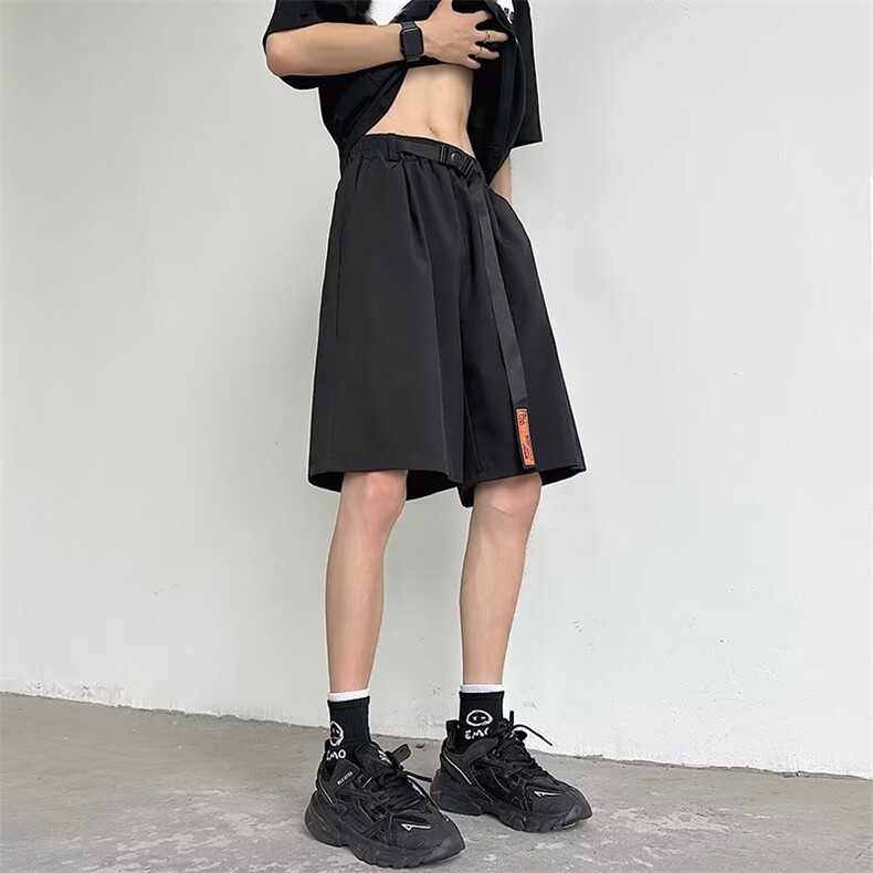 配腰带休闲短裤男韩版潮流高街2023夏季新款ins五分裤K4143-P30,男装休闲裤,星座412-3
