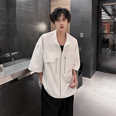 夏季宽松美式短袖T恤潮开衫设计感小众半袖XZ808B-WH029-P50，男装T恤，星座808B