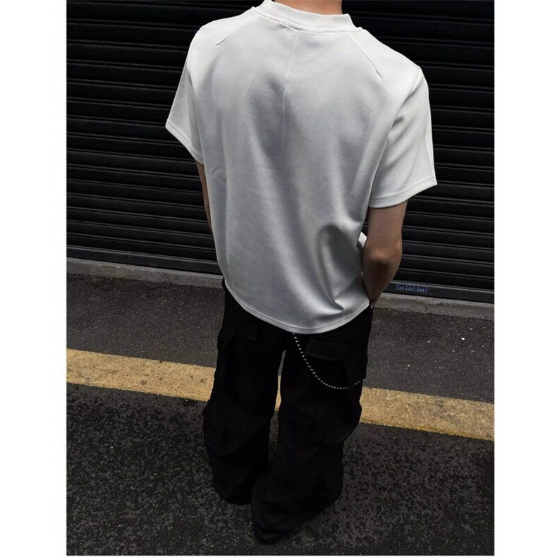 美式小众人棉空气层短袖男夏季新款小领口慵懒风休闲T恤TT25,男装T恤,星座1116A（原606A-3）