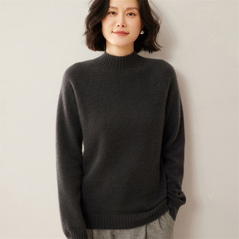 秋冬新款半高领羊毛加厚毛衣女内搭软糯亲肤针织打底衫,女装羊毛衫,昭美羊绒