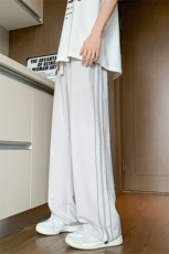 K166/特P35夏季凉感百搭个性条纹刺绣休闲裤男垂感冰丝速干长裤，男装休闲裤，电商基地A050