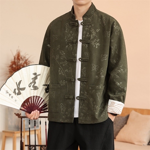 春装 风盘扣灯芯绒休闲夹克外套唐装新中式男女潮 H337/P110图片